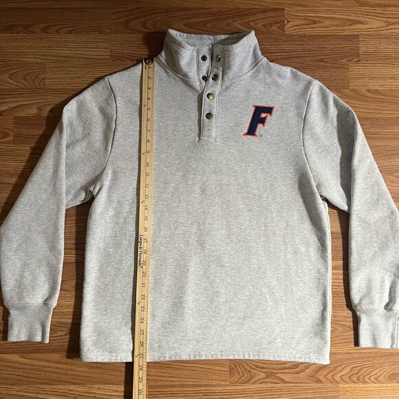 League Florida Gators Pullover Sweatshirt L Heather Gray Sueded Fleece UF Snap - Picture 3 of 9